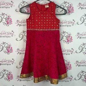 Ulsa kids dress sequins beaded Elegant Red and Gold Kids Dress